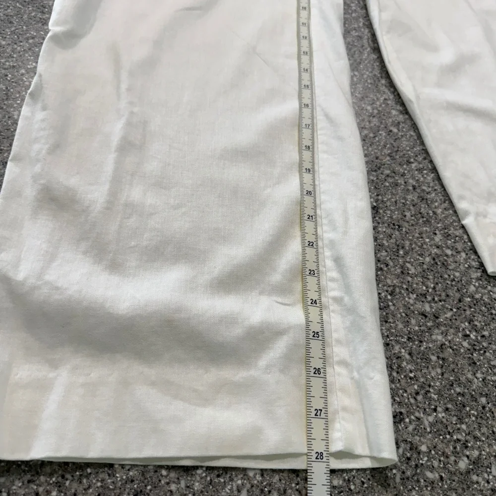 Banana‎ Republic Wide Leg Linen Blend Pants White High Rise Petite Preppy Luxury